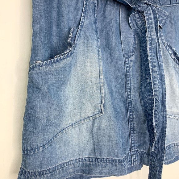 CLOTH & STONE‎ Chambray Denim Belted Mini Skirt Sz S - Picture 2 of 6